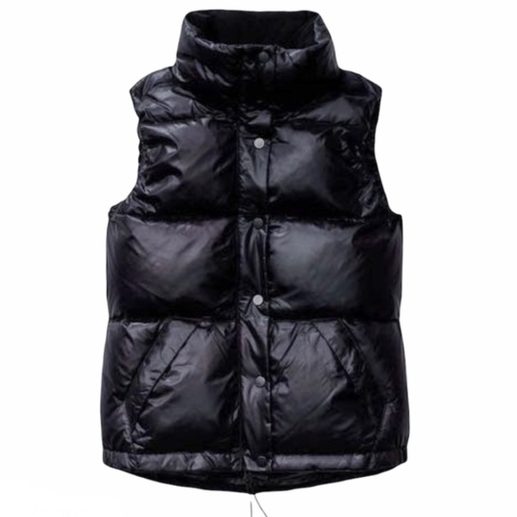 Aritzia Jackets & Blazers - Aritzia Community Down Puffer Vest Glossy Black XXS